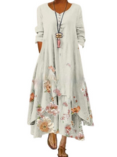 Boho Maxi Dresses for Women Casual Summer Long Sleeve Button Floral Print Loose Bohemian Long Dresses Blue